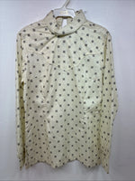 New Women’s Lady DJ Yellow Print Long Sleeve Zip Up Show Shirt Size 34 YY-110