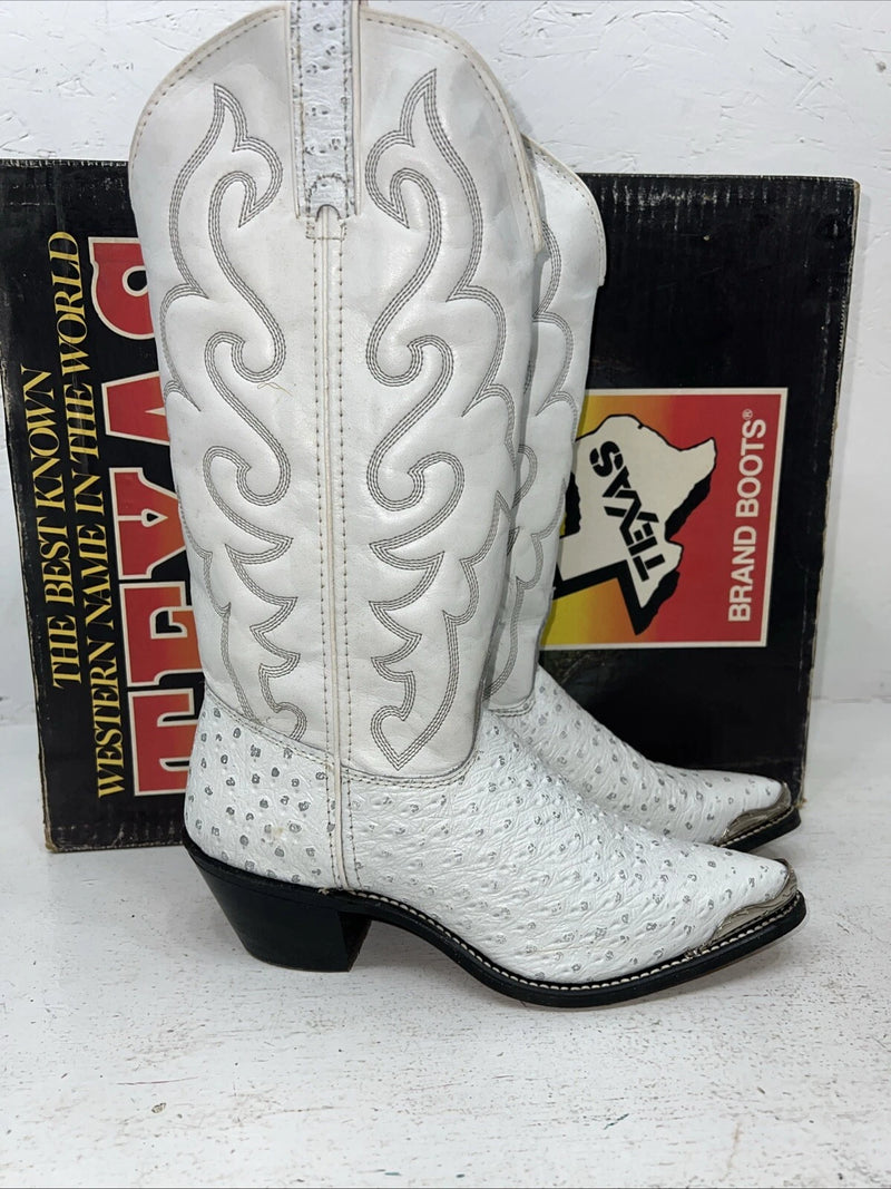 New Women’s White Texas Brand Cowboy Boots. 4207 7.5 7 1/2 M. 17-28