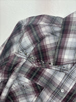 New Women’s Cumberland Purple Plaid Long Sleeve Pearl Snap Size 1X GG-10