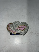 New Women’s Montana Silversmiths Silver Pink Heart Belt Buckle. 14820PT A-91