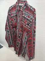 New Men’s GunSmoke Red Designed Long Sleeve Button Up Medium V-94