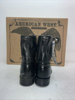 New Men’s Black Lace Up American West Cowboy Boots. 5991 9 D. 4-28
