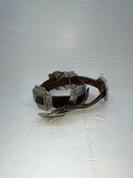 New Brown Genuine Leather Chambers Silver Pendent 28” Belt #3001 JJ-58