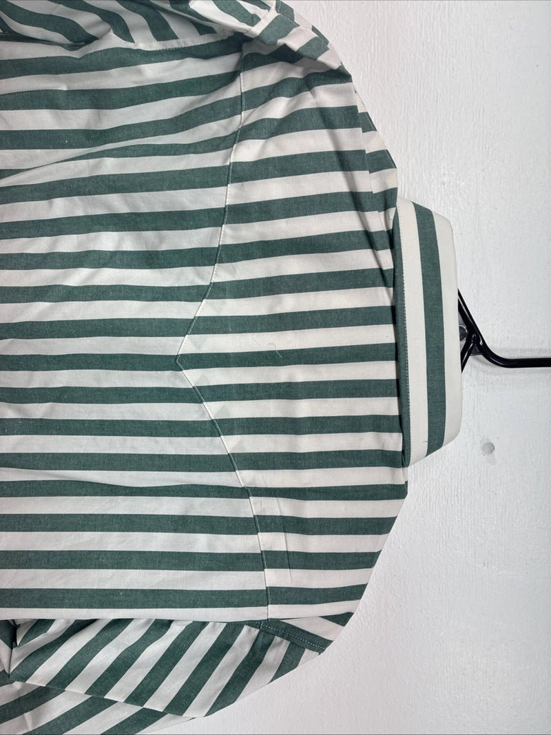 New Women’s Longhorn Green Stripe Short Sleeve Button Up Size 16.5 GG-3
