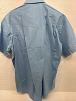 New Men’s ELY Cattleman Blue Simple Short Sleeve Pearl Snap XL F-85