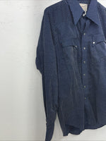 New Mens Blue Polkadot Rockmount Ranchwear Pearl Snap Long Sleeve 15.5x33 M I-52