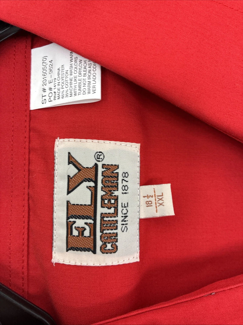 New Men’s ELY Cattleman Red Short Sleeve Pearl Snap 2XL Regular E-42
