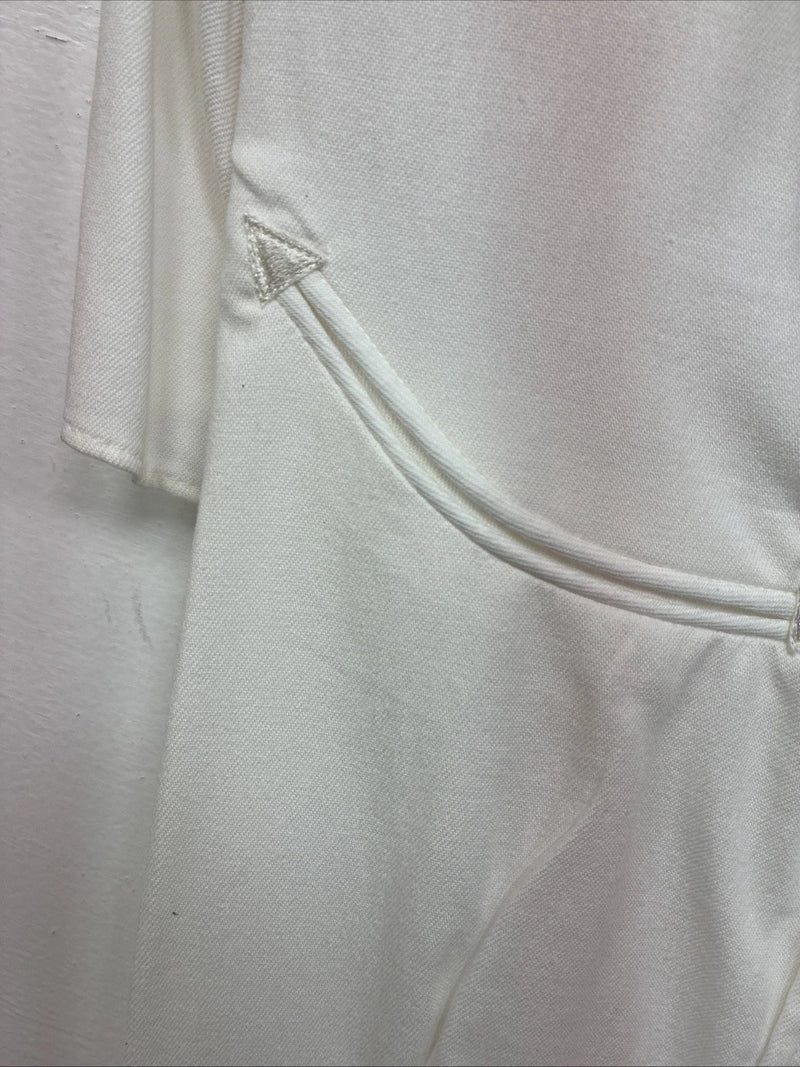 New Women’s Demum Jeans White Short Sleeve Button Up Shirt Medium YY-87