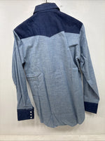 New Women’s Dee-Cee Blue Jeans Design Long Sleeve Pearl Snap Size Large TT-94