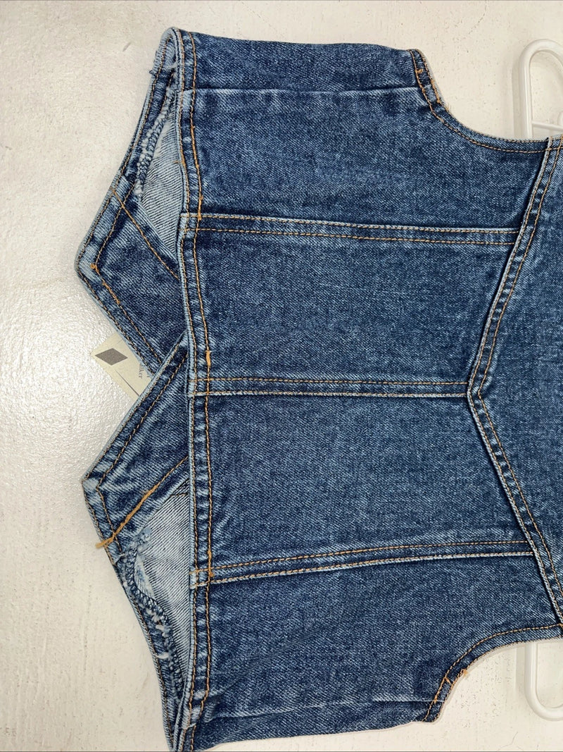 New Children’s ELY Outerwear Denim Short Sleeve Button Up Tank S #141104 3C-51