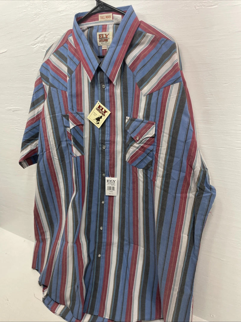 New Men’s ELY Cattleman Multiple Color Short Sleeve Pearl Snap 3XL E-25