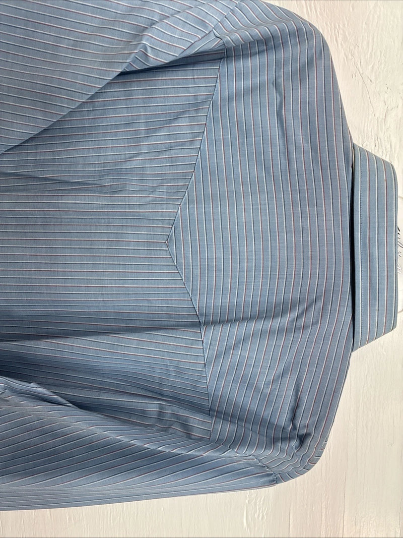 New Men’s ELY Cattleman Blue Stripe Long Sleeve Pearl Snap XL H-82