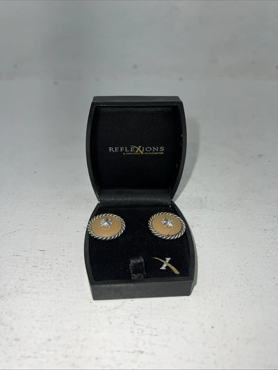 New Women’s Reflexions Silver Leather Earrings. RFR400 A-53