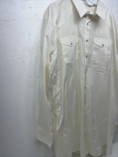 New Men’s White Mesquite Long Sleeve Pearl Snap Shirt. 15x37 Medium Long G-72