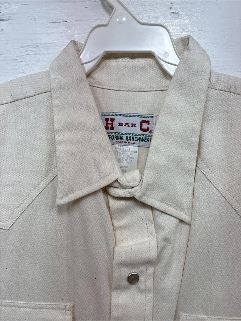 New Men’s H Bar C Yellow Simple Long Sleeve Pearl Snap Medium K-63