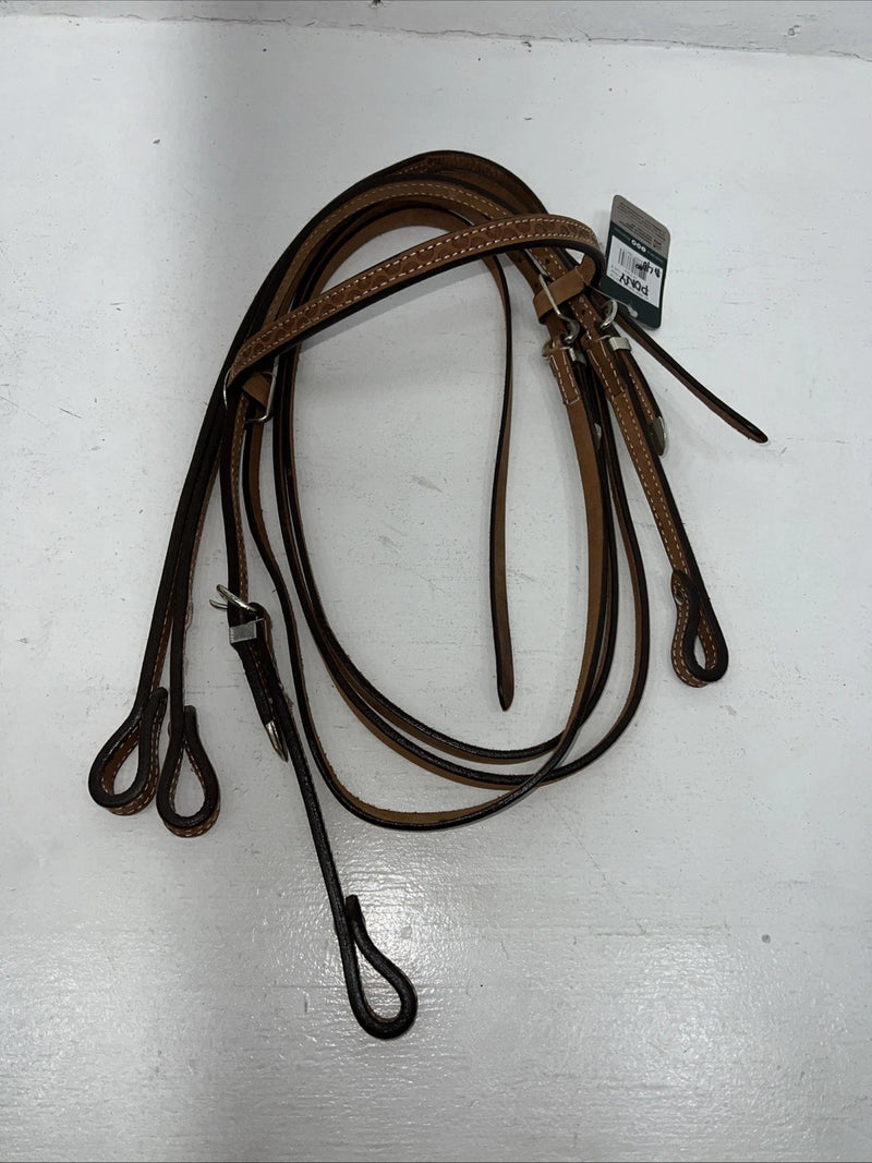 New Tough 1 Pony Leather 5/8”  Browband Headstall With Split Reins #42-880P U-23