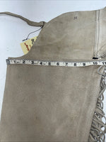 New Tan Equi-Grip Show Chaps With Fringe Adjustable Waist 42” L-32