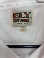 New Men’s ELY Cattleman White Long Sleeve Pearl Snap 18.5 X 36 2XL R-23