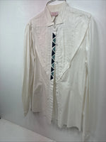 New Women’s H Bar C White Designed Long Sleeve Button Up Size 36 KK-35