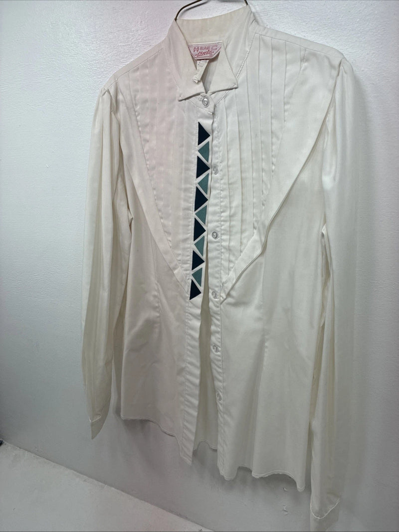 New Women’s H Bar C White Designed Long Sleeve Button Up Size 36 KK-35