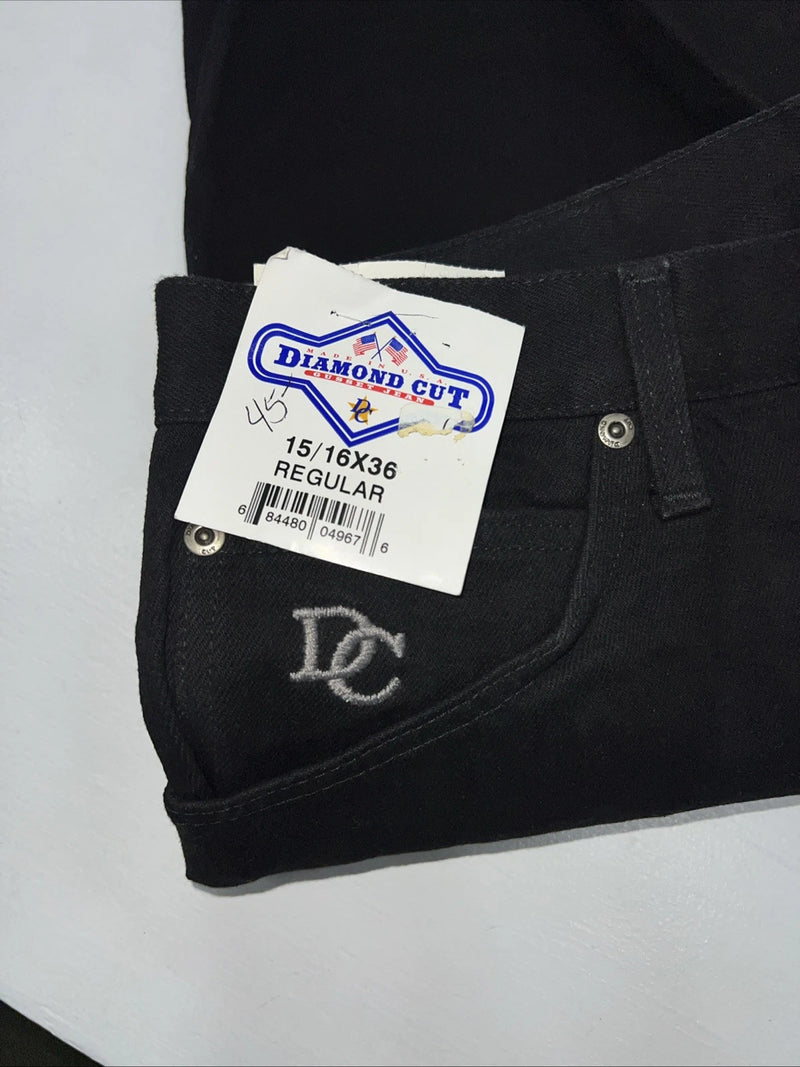New Women’s Black Diamond Cut Gusset Denim Jeans. 15/16x36 K-18