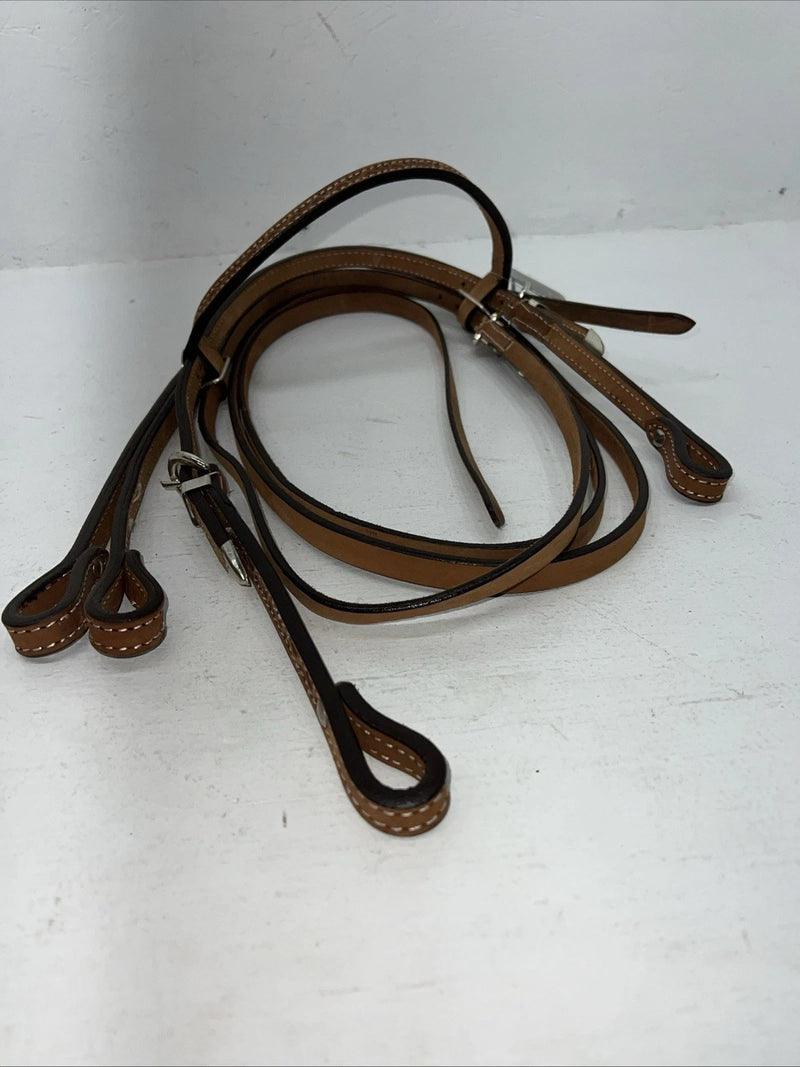 New Tough 1 Leather Pony 5/8” Browband Headstall W Split Reins #42-880 U-33