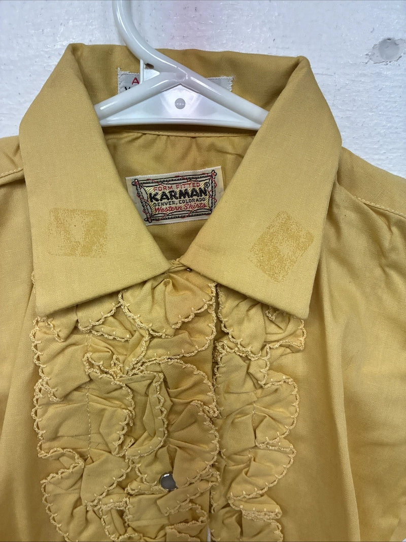 New Kids Karman Yellow Design Long Sleeve Pearl Snap Size 8 TT-136