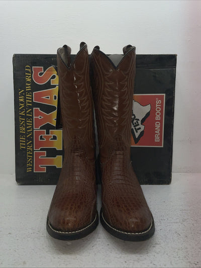 New Men’s Brown Texas Brand Cowboy Boots. 5084 9 D. 4-72
