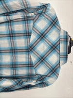 New Women’s Cumberland Blue Plaid Long Sleeve Pearl Snap Large GG-78