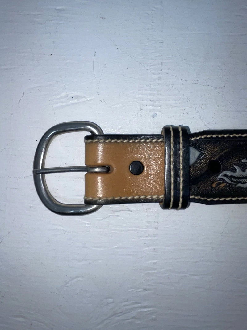 New Black Genuine Leather Perkies Tooled 30” Belt #8801 JJ-149