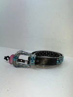 New Black Genuine Leather Blazin Roxx Blue Bling Cross S Belt #N3520401 Z-54