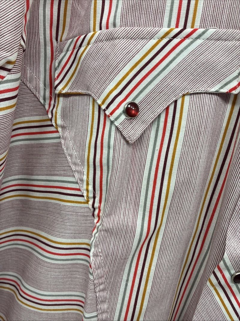 New Men’s Tem Tex Pink Stripe Long Sleeve Pearl Snap 16 X 35 Large Q-109
