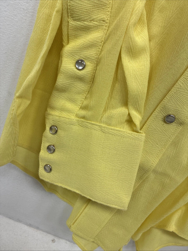 New Women’s Rockmount Yellow Long Sleeve Pearl Snap Size 35 LL-100
