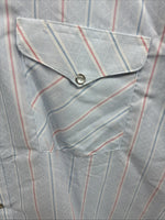 New Men’s Mesquite Blue Stripe Short Sleeve Pearl Snap 3XL E-102