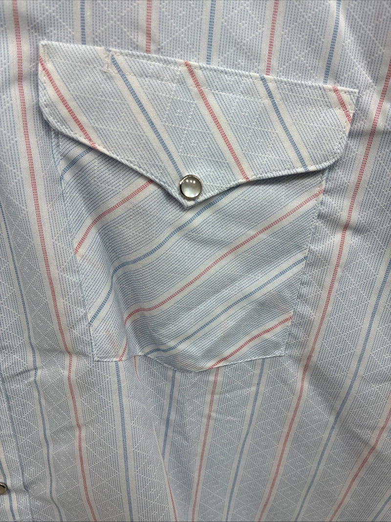 New Men’s Mesquite Blue Stripe Short Sleeve Pearl Snap 3XL E-102