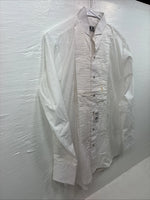 New ELY Cattleman White Long Sleeve Pearl Snap English Shirt Small X-97