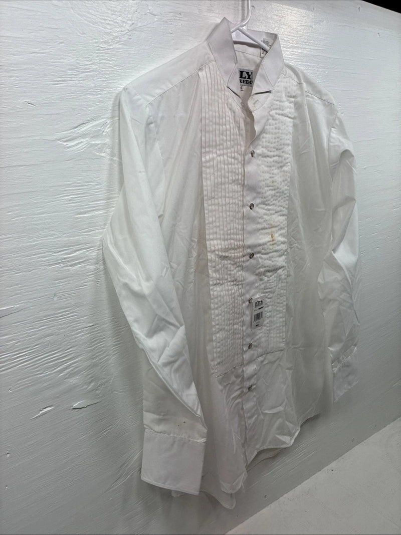 New ELY Cattleman White Long Sleeve Pearl Snap English Shirt Small X-97
