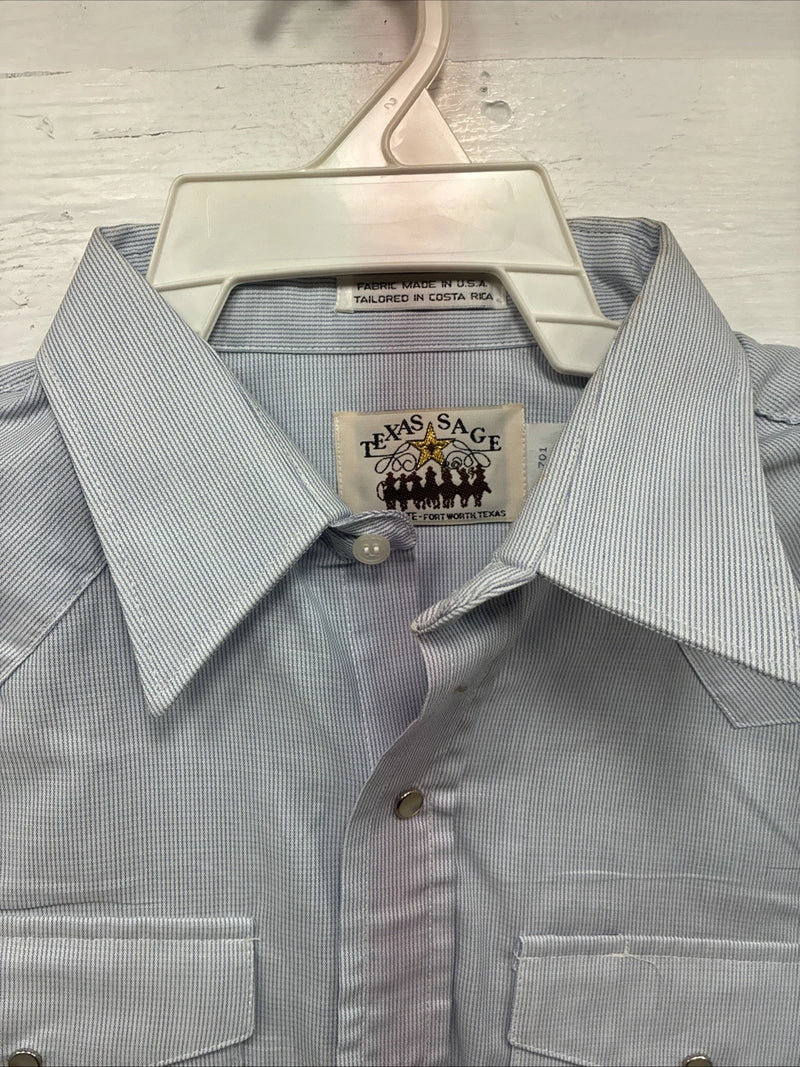 New Men’s Texas Sage Blue Short Sleeve Pearl Snap 16.5 Large Q-82