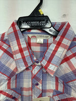 New Women’s Cumberland Purple Plaid Long Sleeve Pearl Snap Large II-101
