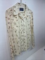 New Women’s Panhandle Slim Yellow Floral Long Sleeve Pearl Snap Size 12 KK-36