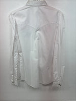 New Women’s H Bar C White Deigned Long Sleeve Pearl Snap Size 10 KK-32