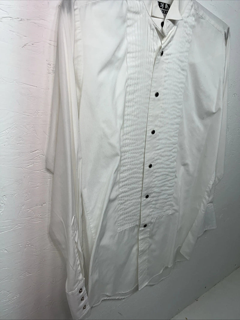 New Men’s ELY Tuxedo White Long Sleeve Button Up Small Shirt 3B-74