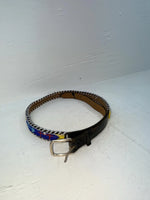 New Black Genuine Leather Beaded 30” Belt JJ-135