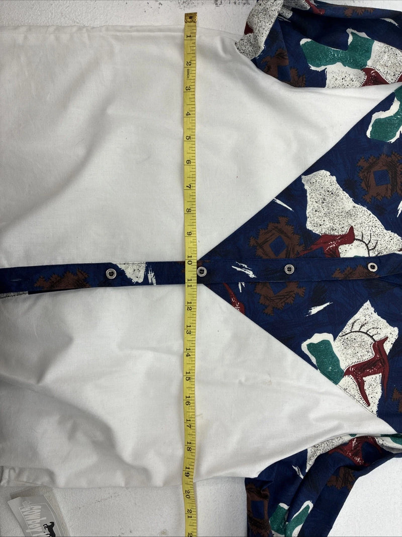 New Men’s Cowboy Threads Blue White Design Long Sleeve Button Up Small DD-101