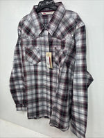 New Women’s Cumberland Purple Plaid Long Sleeve Pearl Snap 2XL KK-78