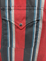 New Men’s ELY Cattleman Red Black Stripe Long Sleeve Pearl Snap 16.5 Large Q-33