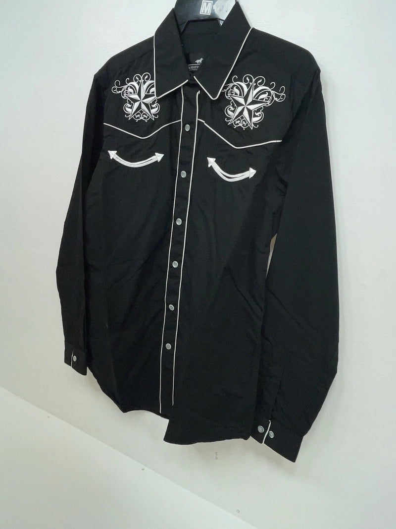 New Women’s Black Western Express Long Sleeve Button Up Shirt M #104276 3B-88