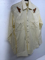 New Men’s Yellow Eagles ELY Pearl Snap Long Sleeve Shirt Small I-26
