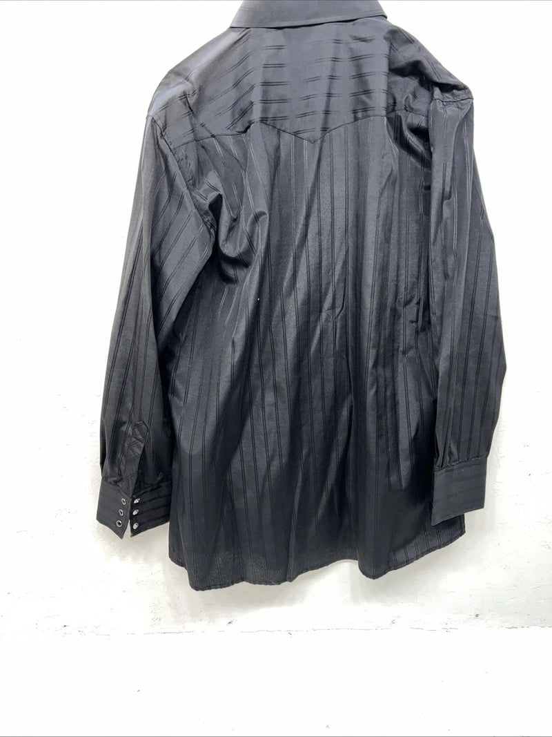 New Men’s Black White House Long Sleeve Pearl Snap Shirt. XL S-7