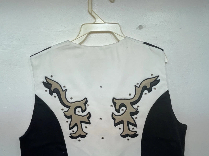 New Women’s Black White 1849 Authentic Ranchwear Cut Off Zip Up Vest M 3B-68